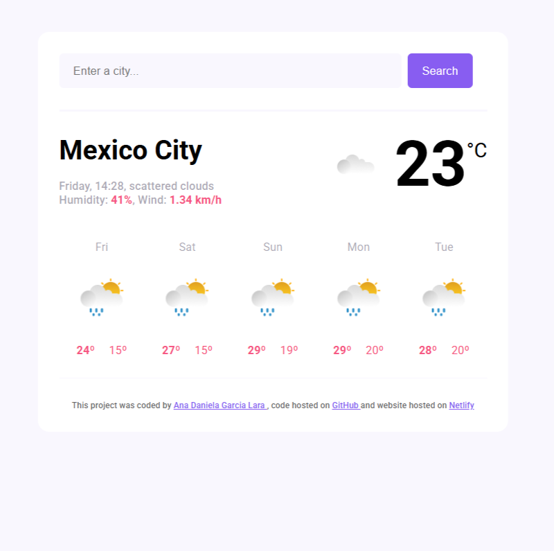 Vainilla Weather Website